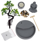 London Boutique Zen Garden Thai Buddha - Candle Holder - White Sand - Decorative Stones - Wooden Shovel - Round Base