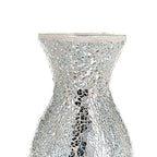 London Boutique Vases Mosaic Silver Large small Decorative Glitter Sparkle vase gift present H28 (Small, Silver White)