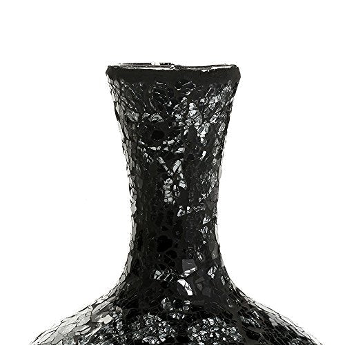 London Boutique Vases for Flowers Decorative Crackle Glitter Sparkled Mercury Mosaic vase gift 006 (Black Silver Rose)