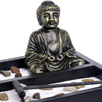London Boutique Zen Garden Buddha Candle Holder Incense Holder white sand and decorative Stones (Buddha)
