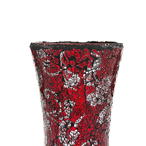 London Boutique Decorative Glittery Sparkled Mosaic Flower Vase gift present (Cylinder Red Rose)