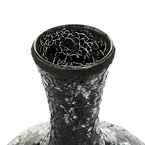 London Boutique Vases for Flowers Decorative Crackle Glitter Sparkled Mercury Mosaic vase gift 006 (Black Silver Rose)