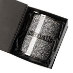 Crystal Utensil Holders Sparkle Crushed Diamond Filled Silver Metal Frame Round Cylinder 6.3 Inches Height Gift Box