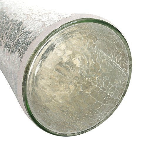 London Boutique Vase Cylinder Handmade Mosaic Glitter Vase Decorative Sparkled Glass gift present (Cylinder Silver)