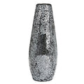 London Boutique Large Tall Vase 18" 40cm Vases for Flowers Handmade Decorative Mosaic Glitter Vase Sparkled Glass gift present (Large Black Silver)