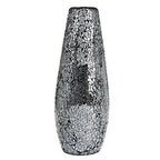 London Boutique Large Tall Vase 18" 40cm Vases for Flowers Handmade Decorative Mosaic Glitter Vase Sparkled Glass gift present (Large Black Silver)
