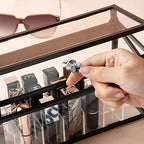 London Boutique Lipstick Organiser 21 Sections Lipstick Holder Storage with Lid Dustproof Extra High (Pine Green)