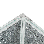 London Boutique Crystal Extra Large Fruit Bowl Centre Piece Storage Sparkle Crushed Diamond Filled Silver Metal Frame Square Shape 7.5 Inches Height