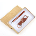 Keyring Pen Set Birthday Father Teacher Thank You Farewell Present (Brown)