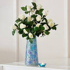 Vases for Flowers Decorative Crackle Glitter Sparkled Mercury Mosaic Bottle Bulb Shaped gift present 006 (Red Silver Rose)