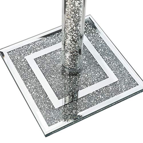 London Boutique Crystal Kitchen Roll Holders Free Standing Sparkle Crushed Diamond Filled Square base 11.8 Inches Height Gift Box