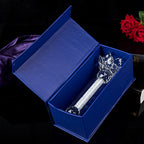 London Boutique Tea light Dinner Candle Holder Set 2 Crystal Lotus Flower Top Decorative Gift Present with swarovski crystal elements Gift Box