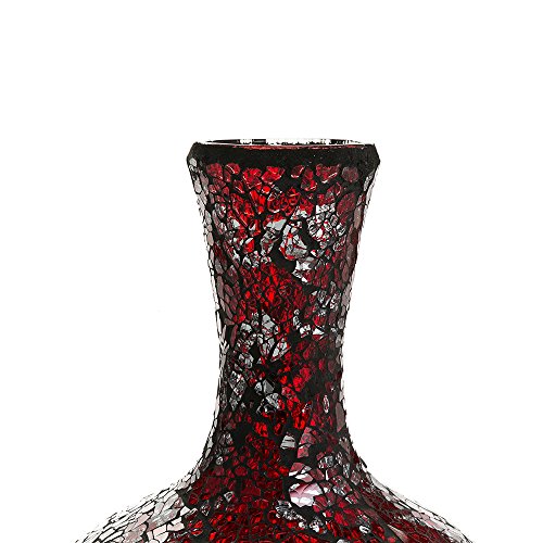 Vases for Flowers Decorative Crackle Glitter Sparkled Mercury Mosaic Bottle Bulb Shaped gift present 006 (Red Silver Rose)