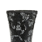 London Boutique Vase Cylinder Handmade Mosaic Glitter Vase Decorative Sparkled Glass gift present (Cylinder Black Rose)