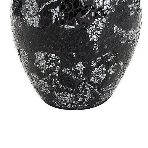 London Boutique Vases Mosaic Black Large small 12" or 16" Decorative Glitter Sparkle vase gift present H28 (Small, Black Silver Rose)