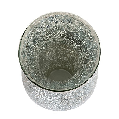 London Boutique Vases Mosaic Silver Large small Decorative Glitter Sparkle vase gift present H28 (Small, Silver White)