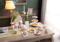 Christmas New Year Family Party Set Special 3 Tier Cake Stand Teapot Milk Jug 4 Cups 4 Saucers (Pink Rose)
