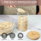 Glass Food Storage Jars with Bamboo Lids - 900 ml -  3 PACK