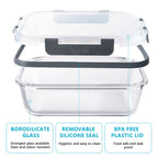 Glass Food Storage Containers In 2 Sizes - 1050ml and 370ml - 10 Pack