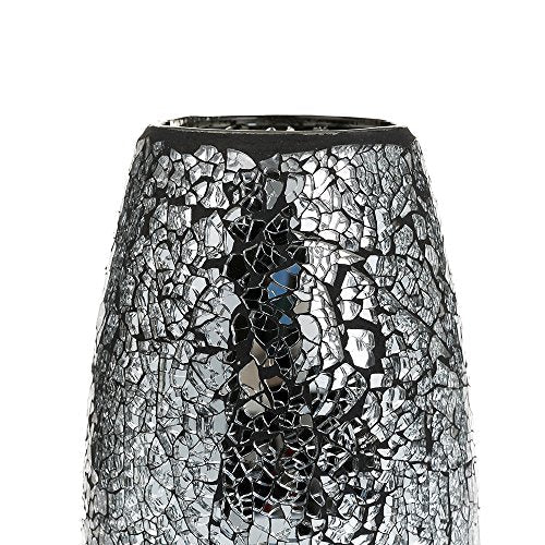 London Boutique Decorative Vase Mosaic Black Handmade Glitter Vase Sparkle Glass gift present (Black)