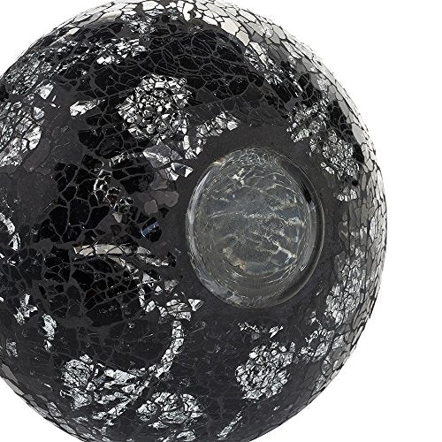 London Boutique Vases for Flowers Decorative Crackle Glitter Sparkled Mercury Mosaic vase gift 006 (Black Silver Rose)