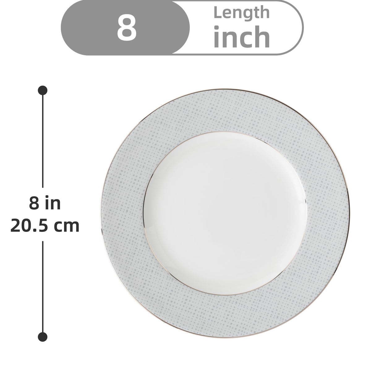 London Boutique Smaller Dinner Plates Silver Banding