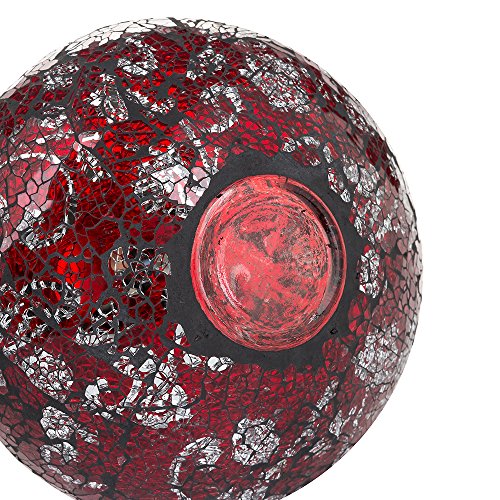 Vases for Flowers Decorative Crackle Glitter Sparkled Mercury Mosaic Bottle Bulb Shaped gift present 006 (Red Silver Rose)