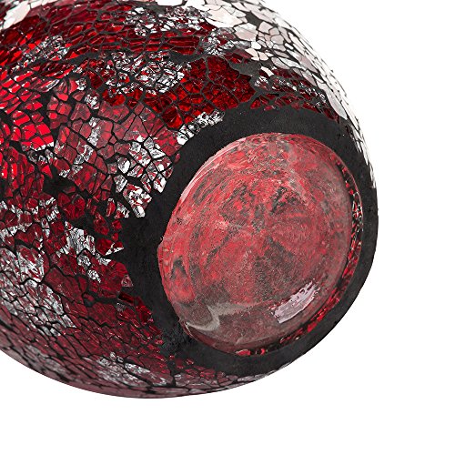 London Boutique Vases Mosaic Red Large small Decorative Glitter Sparkle vase gift present H28 (Small, Red Silver Rose)