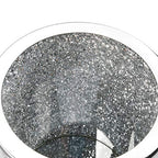 Crystal Utensil Holders Sparkle Crushed Diamond Filled Silver Metal Frame Round Cylinder 6.3 Inches Height Gift Box