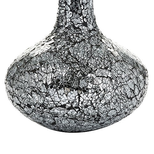 Vases for Flowers Decorative Crackle Glitter Sparkled Mercury Mosaic Bottle Bulb Shaped gift present 006 (Black Silver)