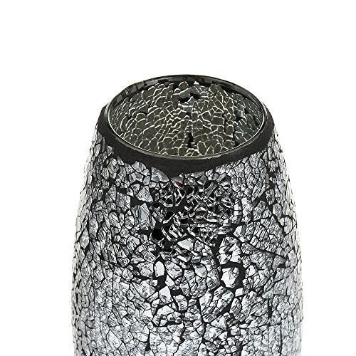 London Boutique Decorative Vase Mosaic Black Handmade Glitter Vase Sparkle Glass gift present (Black)