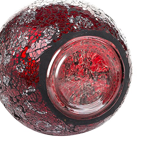 London Boutique 12" or 16" Small Large Flower Vase Decorative Glittery Sparkled Mosaic gift present H28 (Large, Red Silver Rose)