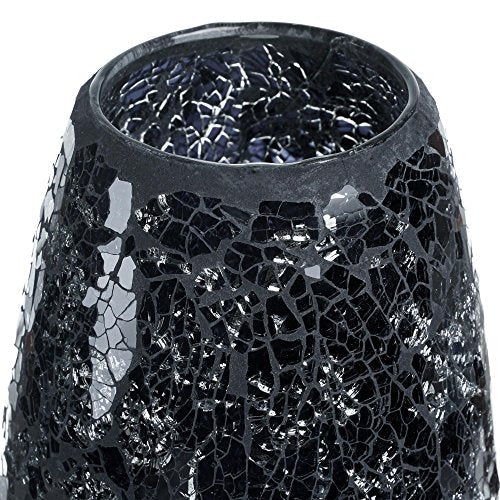 London Boutique Decorative Glittery Sparkled Mosaic Flower Vase gift present (30YG Black Rose)