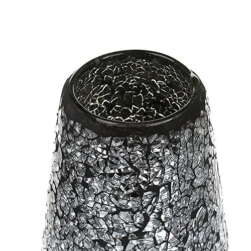 London Boutique Large Tall Vase 18" 40cm Vases for Flowers Handmade Decorative Mosaic Glitter Vase Sparkled Glass gift present (Large Black Silver)