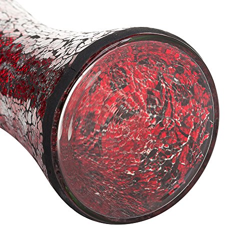 London Boutique Decorative Glittery Sparkled Mosaic Flower Vase gift present (Cylinder Red Rose)