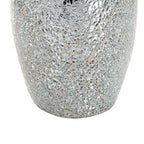 London Boutique Large Tall Vase 18" 40cm Vases for Flowers Handmade Decorative Mosaic Glitter Vase Sparkled Glass gift present (Large Silver)