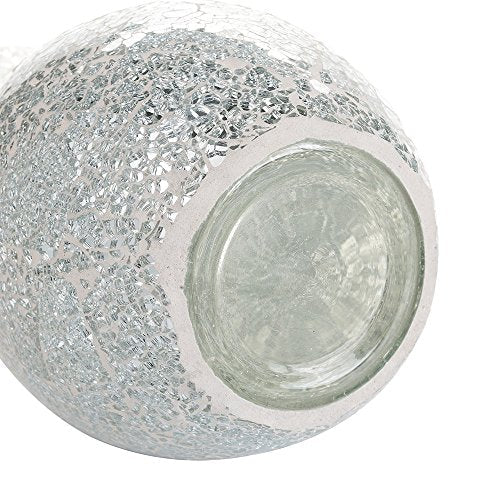 London Boutique Mosaic Vases Large small 12" or 16" Decorative Glitter Sparkle vase gift present H28 (Large, Silver White)