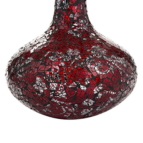Vases for Flowers Decorative Crackle Glitter Sparkled Mercury Mosaic Bottle Bulb Shaped gift present 006 (Red Silver Rose)