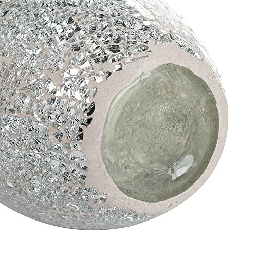 London Boutique Vases Mosaic Silver Large small Decorative Glitter Sparkle vase gift present H28 (Small, Silver White)