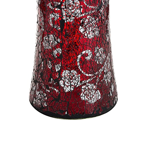 London Boutique Decorative Glittery Sparkled Mosaic Flower Vase gift present (Cylinder Red Rose)