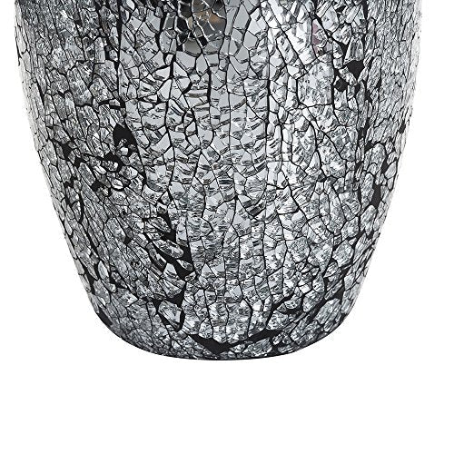 London Boutique Large Tall Vase 18" 40cm Vases for Flowers Handmade Decorative Mosaic Glitter Vase Sparkled Glass gift present (Large Black Silver)