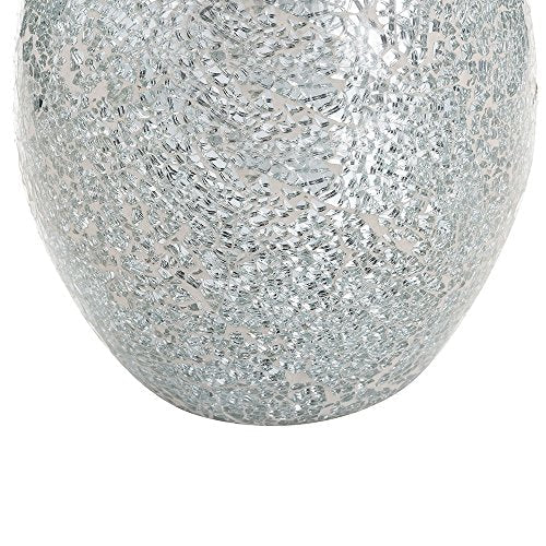 London Boutique Mosaic Vases Large small 12" or 16" Decorative Glitter Sparkle vase gift present H28 (Large, Silver White)