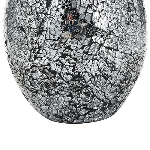 London Boutique Flower Vase Small Large 12" or 16" Decorative Glitter Sparkle Mosaic vase gift present H28 (Large, Black Silver)