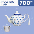 London Boutique teapot with Infuser - Tea Pot infusers for Loose Tea -700ml Capacity Perfect 2 Cup teapot -Easy Grab Handle Teapots (Roses Navy)