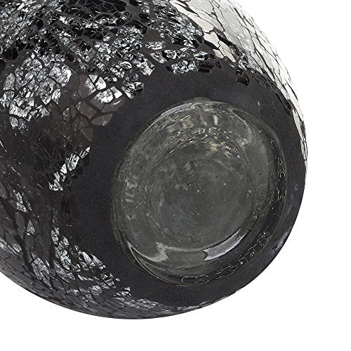 London Boutique Vases Mosaic Black Large small 12" or 16" Decorative Glitter Sparkle vase gift present H28 (Small, Black Silver Rose)