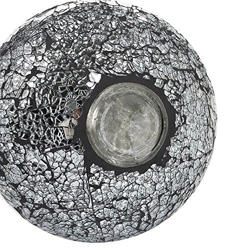 Vases for Flowers Decorative Crackle Glitter Sparkled Mercury Mosaic Bottle Bulb Shaped gift present 006 (Black Silver)