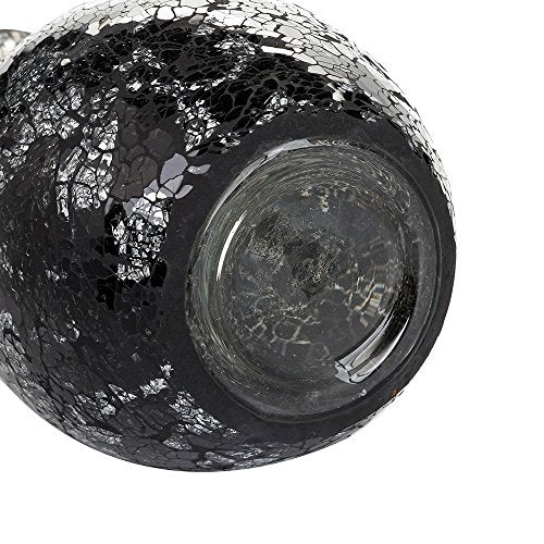 London Boutique Flower Vase Small Large 12" or 16" Decorative Glitter Sparkle Mosaic vase gift present H28(Large, Black Silver Rose)