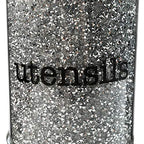 Crystal Utensil Holders Sparkle Crushed Diamond Filled Silver Metal Frame Round Cylinder 6.3 Inches Height Gift Box