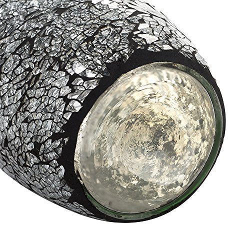 London Boutique Decorative Vase Mosaic Black Handmade Glitter Vase Sparkle Glass gift present (Black)