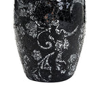 London Boutique Large Tall Vase 18" 40cm Vases for Flowers Handmade Decorative Mosaic Glitter Vase Sparkled Glass gift present (Large Black Rose)